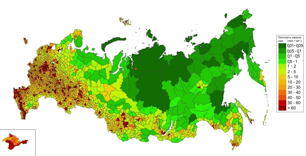 harta demografică rusia